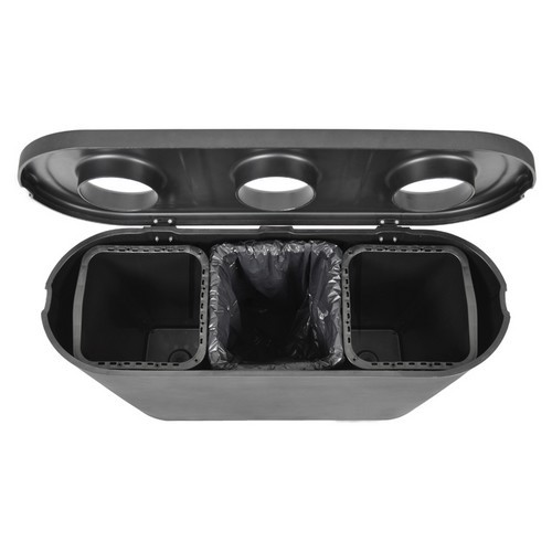 UNITÉ DE SÉPARATION DES DÉCHETS POUR 3 FLUX DE DÉCHETS : PAPIER, PLASTIQUE, DÉCHETS RÉSIDUELS DIM. 38.5X110X(H)75.5CM. INH. 3X45LTR. PLASTIQUE RECYCLE NOIR TRIUMPH