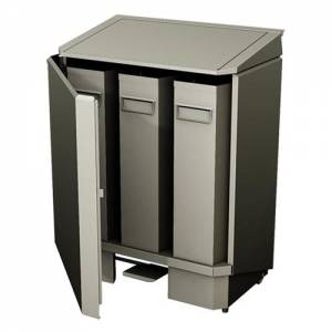 STAINLESS STEEL WASTE BIN CONT. 3x60LTR. AFM. 70x41CM. HG. 95CM.