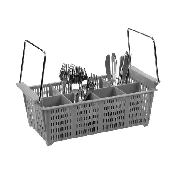 BESTECKKORB 8 FÄCHER MIT HALTERUNGEN KUNSTSTOFF ABM. 43X21X18CM. REINIGUNGSRACK