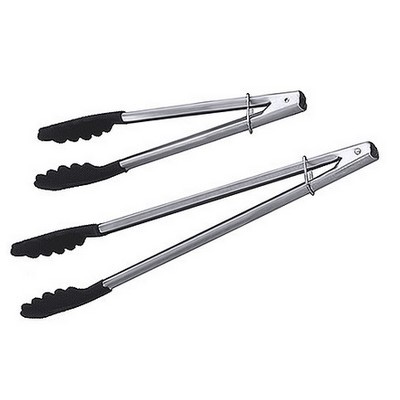 Serveertang met zwart polyamide grijpgedeelte 23cm. rvs 18/0