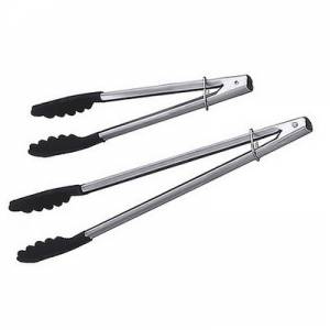 Serveertang met zwart polyamide grijpgedeelte 40cm. rvs 18/0