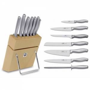 MESSERBLOCK HOLZGRÖSSE. 19X7X35CM. INKL. 7-TEILIGES MESSERSET