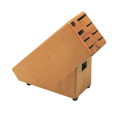 Messenblok met 9/uitsparingen afm. 22x25x23cm. blank hout