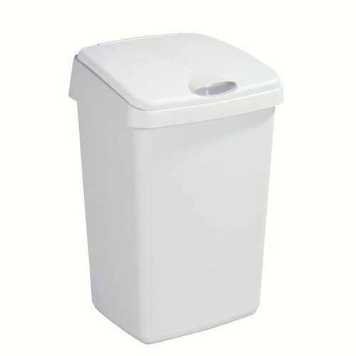 WASTE BIN CONTENTS 10LTR. AFM. 25X22CM. HG. 35.5CM. WITH VALVE COLOR WHITE PLASTIC