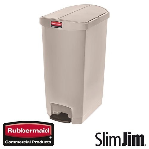 Afvalbak Beige 68l. end step 'Slim Jim Step-On' Rubbermaid