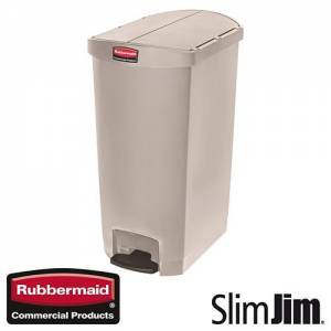 Afvalbak Beige 68l. end step 'Slim Jim Step-On' Rubbermaid