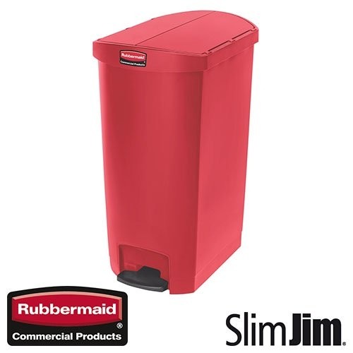 Afvalbak rood 68l. end step 'Slim Jim Step-On' Rubbermaid