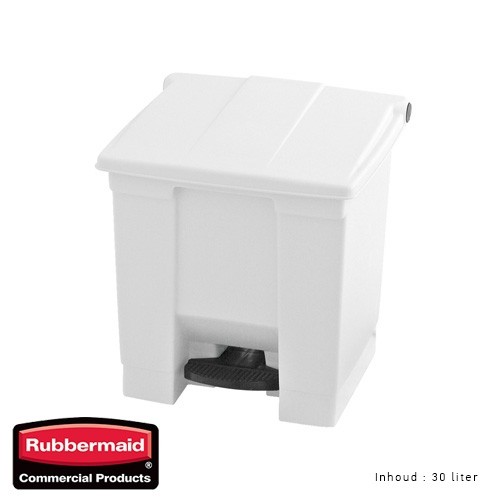 Afvalbak kleur wit inh. 30ltr. Step-On Classic Rubbermaid