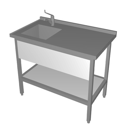 Werkspoeltafel afm. 1200x700x900mm. spoelbak links rvs