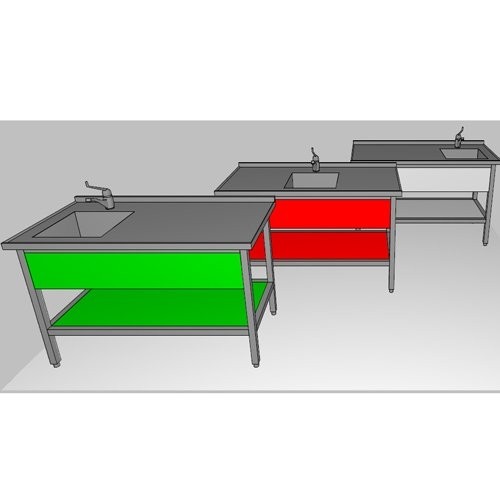 Werkspoeltafel afm. 1400x700x900mm. spoelbak rechts rvs