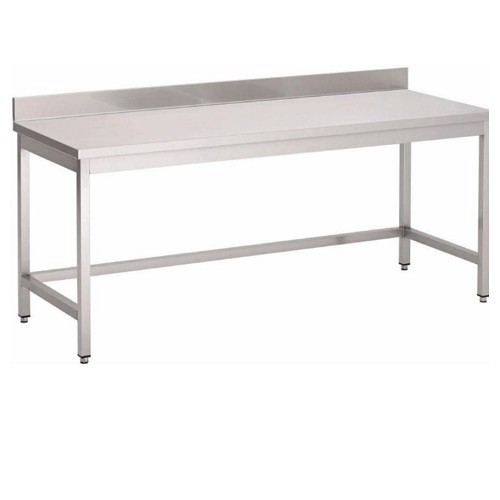 Werktafel rvs m/open onderbouw en blokopstand 700x700mm. h 850mm.