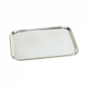 PLATEAU MIT OFFENEM PERLENRAND ABM. 24X17CM. Edelstahl 18/8 Edelstahl