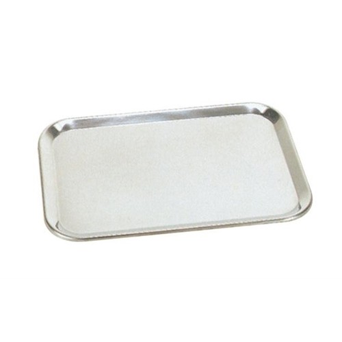 Plateau met open kraalrand afm. 35x25cm. rvs 18/8 rvs