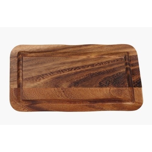 PLATEAU DE SERVICE RECTANGULAIRE AVEC FENTE DIM. 40x20CM. HG. 2CM. BOIS D'ACACIA