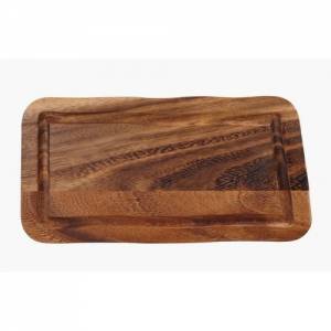 PLATEAU DE SERVICE RECTANGULAIRE AVEC FENTE DIM. 40x20CM. HG. 2CM. BOIS D'ACACIA