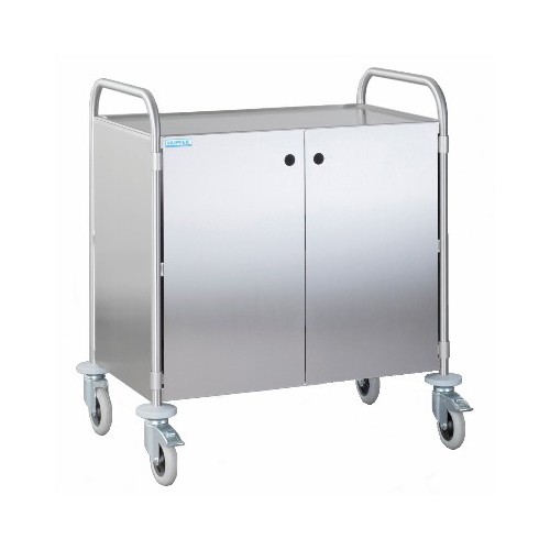 Chariot de service, dimensions 90 x 60 x 96 cm, acier inoxydable, 2 étagères, dimensions 80 x 50 cm, 4 roulettes pivotantes (dont 2 avec freins) Hupfer