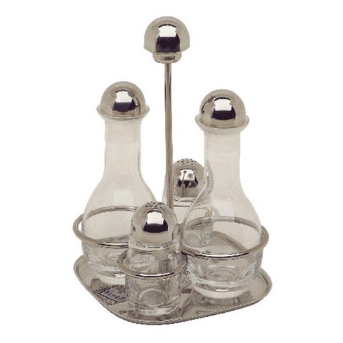 Menage set 4-delig peper/zout/olie/azijn rvs 18/10 Mepra