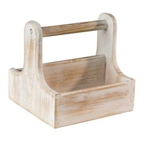 TABLE CADDY PORTABLE WHITEWASH WOOD DIMENSIONS 15.5X15.5CM