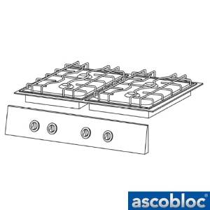 BUILT-IN GAS HOB INTEGRALINE IGH 410 DIMENSIONS 70X61CM 18.6KW ASCOBLOC