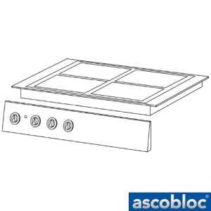 PLAQUE DE CUISSON VITROCÉRAMIQUE ENCASTRÉE INTEGRALINE IEH 500 DIMENSIONS. 70X61CM. ASCOBLOC 400V - 12KW