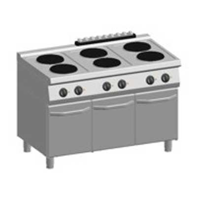 COOKING TABLE ELECTRIC 6 PLACES ATA 700 K7-ECU15PP DIM. 120X70X90CM. 400V/15600W ATA