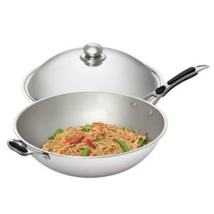 WOK PAN WITH STAINLESS STEEL LID AND EXTRA HANDLE DIAM. 36CM. INH. 6.0LTR. STAINLESS STEEL BARTSCHER