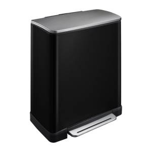 POUBELLE À PÉDALE DE RECYCLAGE E- <span translate="no"><span translate="no"><span translate="no"><span translate="no">CUBE</span></span></span></span> CONT. 28+18LTR. ACIER INOXYDABLE NOIR BRILLANT MAT <span translate="no"><span translate="no">EKO</span></span>