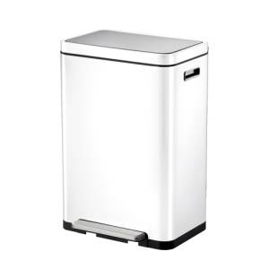 POUBELLE À PÉDALE DE RECYCLAGE X- <span translate="no"><span translate="no"><span translate="no"><span translate="no">CUBE</span></span></span></span> CONT. 20+20LTR. ACIER INOXYDABLE BLANC MAT <span translate="no"><span translate="no">EKO</span></span>