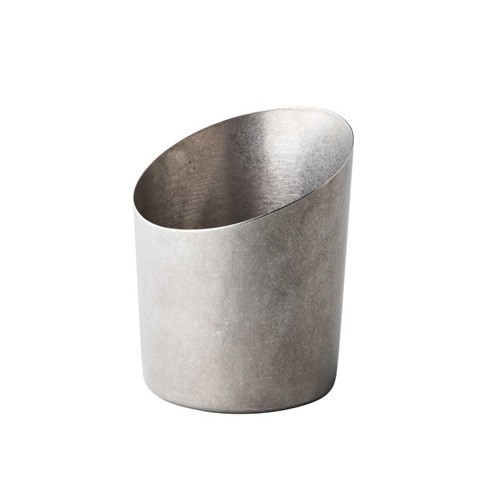 Presentatie bakje schuin diam. 9,5cm. inh. 40cl. Vintage rvs