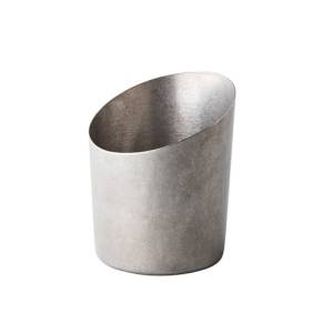 Presentatie bakje schuin diam. 9,5cm. inh. 40cl. Vintage rvs