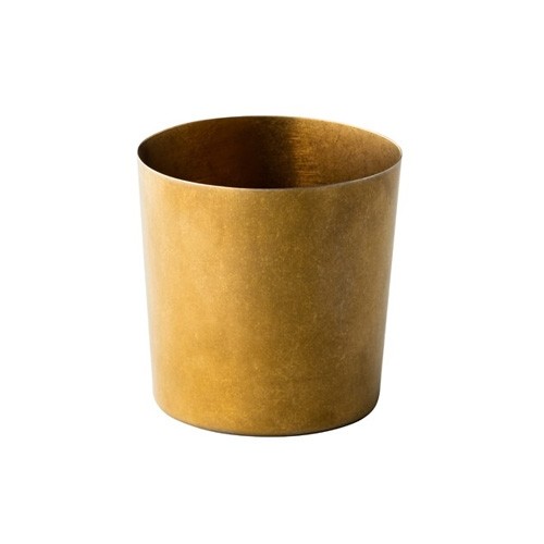 PLATEAU DE PRESENTATION DIAM. 8,5 cm. INH. 40CL. ACIER INOXYDABLE VINTAGE OR