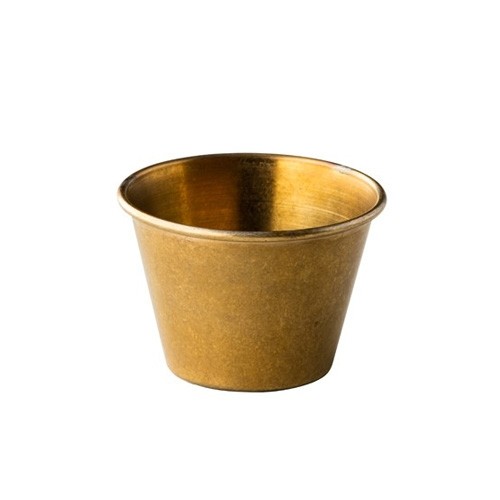 RAMEKIN DURCHM. 8,2 cm. INH. 150 ml. VINTAGE EDELSTAHL GOLD
