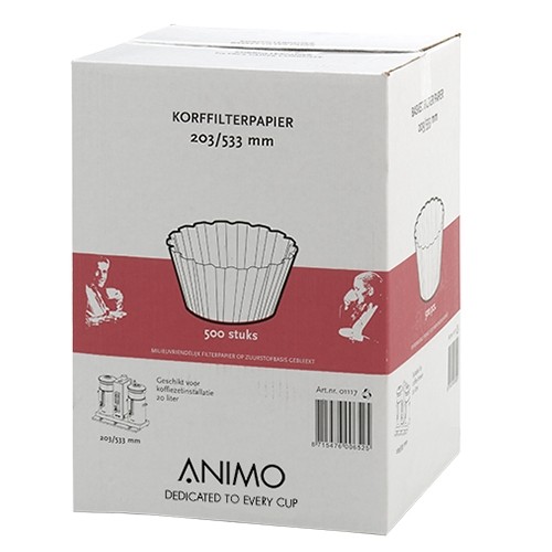 TAILLE DU PAPIER FILTRE PANIER. 203/535MM. BOÎTE DE 500 PIECES ANIMO