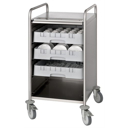 CHARIOT DE SERVICE 20S DIMENSIONS. 61,5X70X98,5CM. BRAVILOR EN ACIER INOXYDABLE