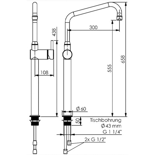 BLATTSÄULENMISCHKRAN TYP 221-101/300-555 ECHTERMANN