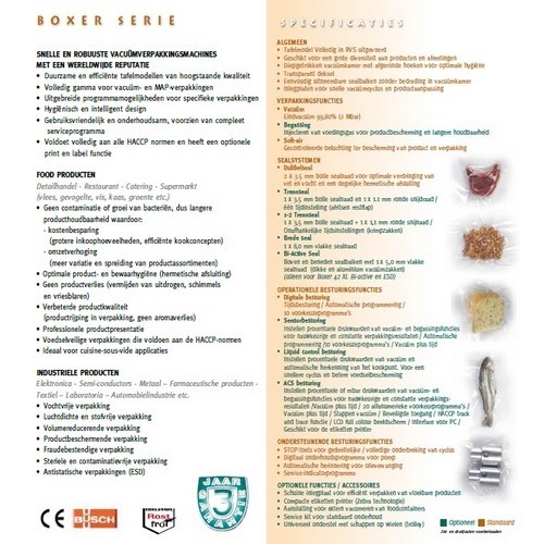 VAKUUMVERPACKUNGSMASCHINE BOXER 35 EDELSTAHL/TISCHMODELL, ABM. 44X55X42CM. STROMVERSORGUNG 230V-1-50Hz/0,55 kW