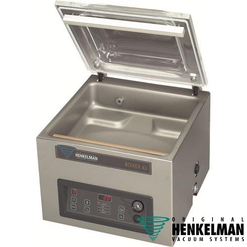 VAKUUMVERPACKUNGSMASCHINE BOXER 42 EDELSTAHL/TISCHMODELL, ABM. 48X52X45CM. STROM 230V-1-50Hz/0,75-1,0 kW