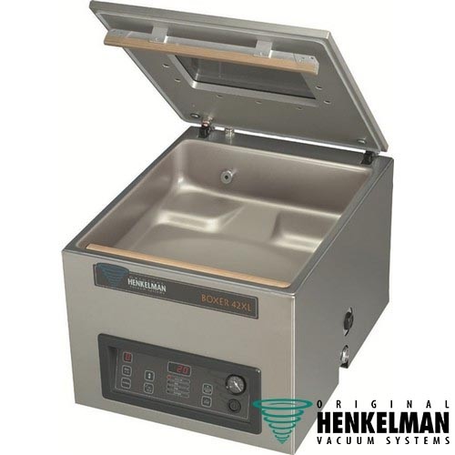 VAKUUMVERPACKUNGSMASCHINE BOXER 42XL BI-ACTIVE EDELSTAHL/TISCHMODELL, ABM. 49X61X42CM. STROMVERSORGUNG 230V-1-50Hz/0,55 kW