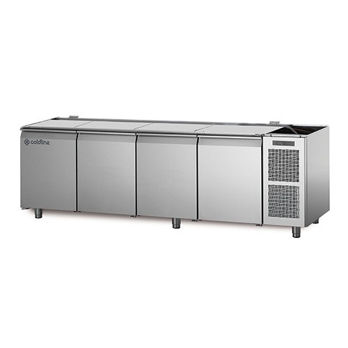 Koelwerkbank 4-deurs ts21/1m afm. 226x68x81cm. 230v/250w Coldline