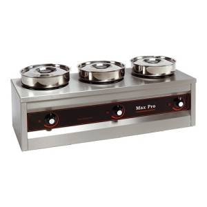 BAIN-MARIE-HEISSTOPF, GRÖSSE 3 PFANNEN. 26X76X29CM. INH. 3X4,5LTR. 230V/1500W MAXPRO