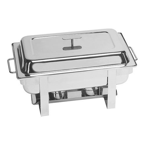 CHAFING DISH GN 1/1 EDELSTAHL 18/10 ABM. 60X36X(H)30CM. INKL. 2 BRENNERHALTER UND LEBENSMITTELWANNE 65 MM. TIEFES MILLENIUM-MAXPRO