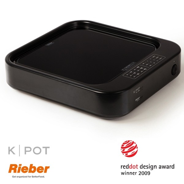 Warmhoudplaat K-POT 2/3 zwart afm. 35,3x38x8,8cm. 230v/1600w Rieber