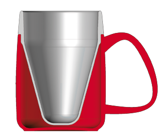 INSULATING CUP WITH 1 LARGE HANDLE SIZE. 32CL. COLOR RED