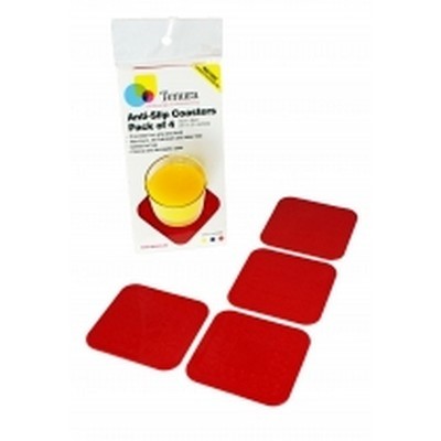 Onderlegger afm. 9x9cm. anti-slip blauw set á 4 stuks