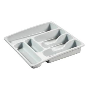 CLOSED CUTLERY TRAY 6-COMPARTMENT SIZE. 39X38CM. COLOR GRAY PLASTIC