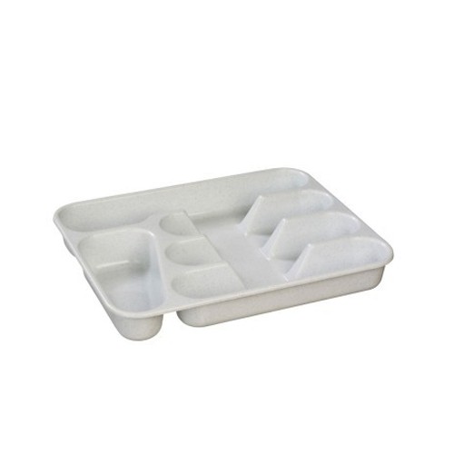 CUTLERY TRAY OPEN 5-COMPARTMENT SIZE. 33.5X26.5CM. COLOR LIGHT GRAY PLASTIC