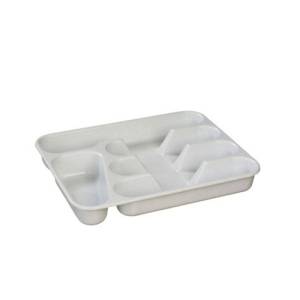 CUTLERY TRAY OPEN 5-COMPARTMENT SIZE. 33.5X26.5CM. COLOR LIGHT GRAY PLASTIC