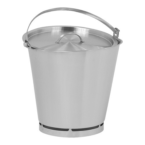 BUCKET WITH BUMPING EDGE AND SIZING GRADUATION CONTENT. 10 LITER STAINLESS STEEL