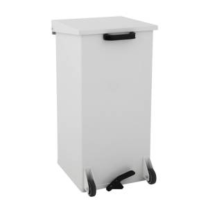 Verrijdbare afvalbak Carro-Kick afm. 39x39cm. HG. 80cm. inh. 110ltr. wit