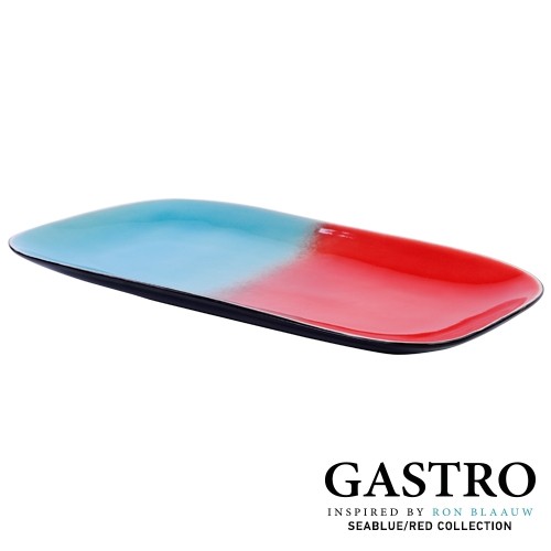 SERVEERBORD RECHTHOEKIG AFM. 26x12CM. SEABLUE-RED - GASTRO BY RON BLAAUW